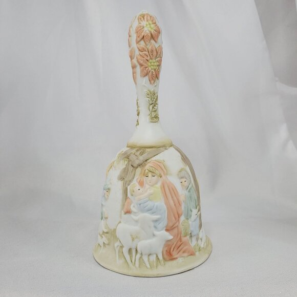 VTG Lefton Christopher Collection Porcelain Nativity Bell Hand Painted 1982 - Picture 1 of 11
